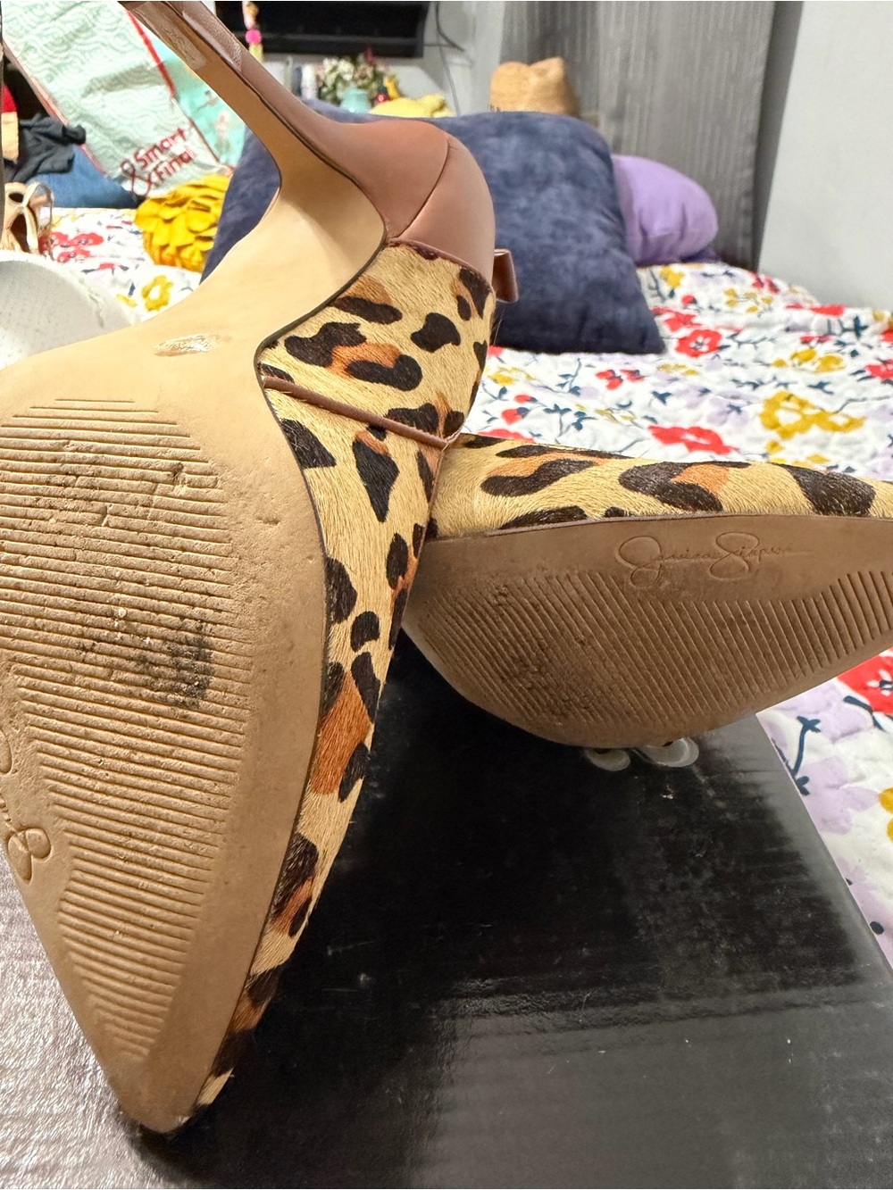 Jessica Simpson Leopard Print Pointed-Toe Stiletto Pumps in Brown - Picture 5 of 5